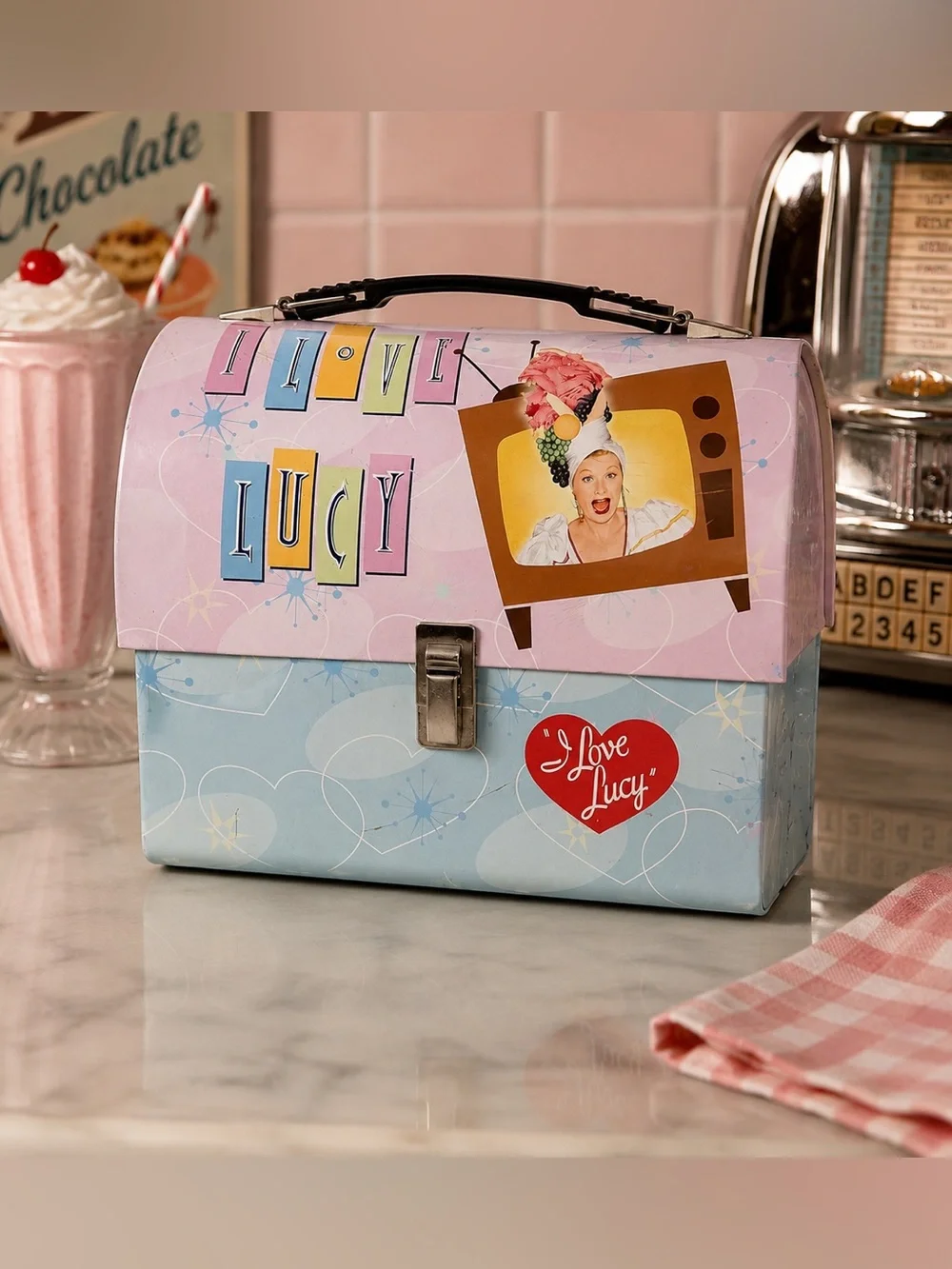 I Love Lucy Retro Tin Lunchbox Storage Box | Vintage Collectible Carry Case - Picture 1 of 6